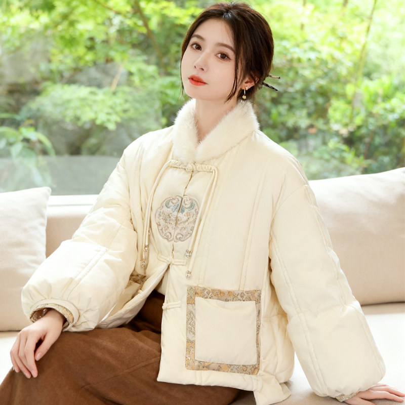 高定刺绣~新中式90白鹅绒服女羽绒服