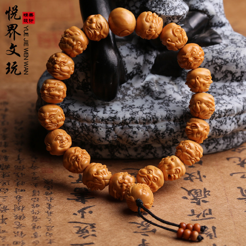 龙纹桃核雕三十六罗汉手串男女情侣小籽核桃十八罗汉佛珠饰品手链