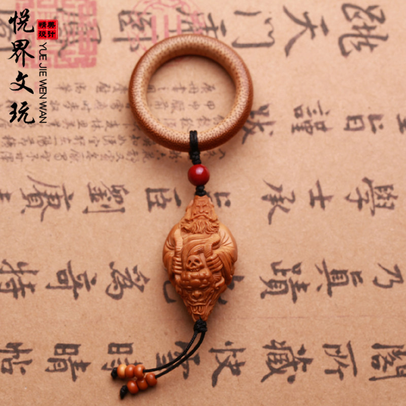 橄榄核雕刻钟馗单籽吊坠手机链钥匙扣挂件文玩把玩苏工配饰礼物