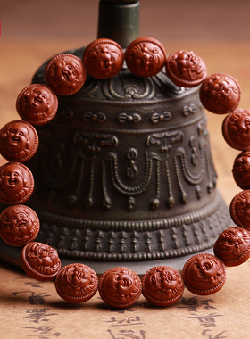 天然龙纹桃核财神弥勒手串核桃核雕佛珠手链男女文玩把玩手工苏工