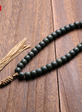 原生态帝王绿文玩念珠菩提根手串