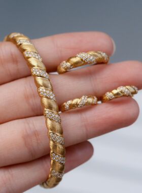 18k金麻花戒指耳环手镯重工钻石复古宫廷风精致有品位