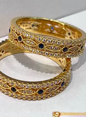 18k金马眼戒指满圈莫桑钻镶嵌奢华有内涵提升气质指环搭配更美