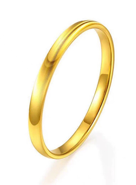 18k金手镯AU750彩金实心不脱模轻奢猫眼素圈手环水贝黄金首饰批发