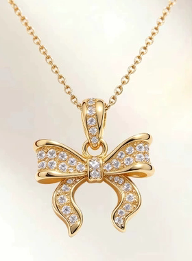 18k 金蝴蝶结吊坠轻奢甜美锁骨链水贝珠宝源头工厂货支持定制首饰
