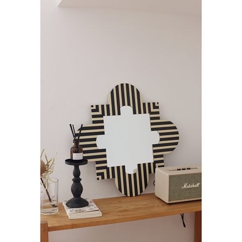 嘻物所复古装饰镜铁艺条纹现代挂镜设计中古风格简约艺术客厅摆件