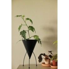 嘻物所外星飞船花盆金属花架黑色室内桌面摆放设计绿植植物可移动