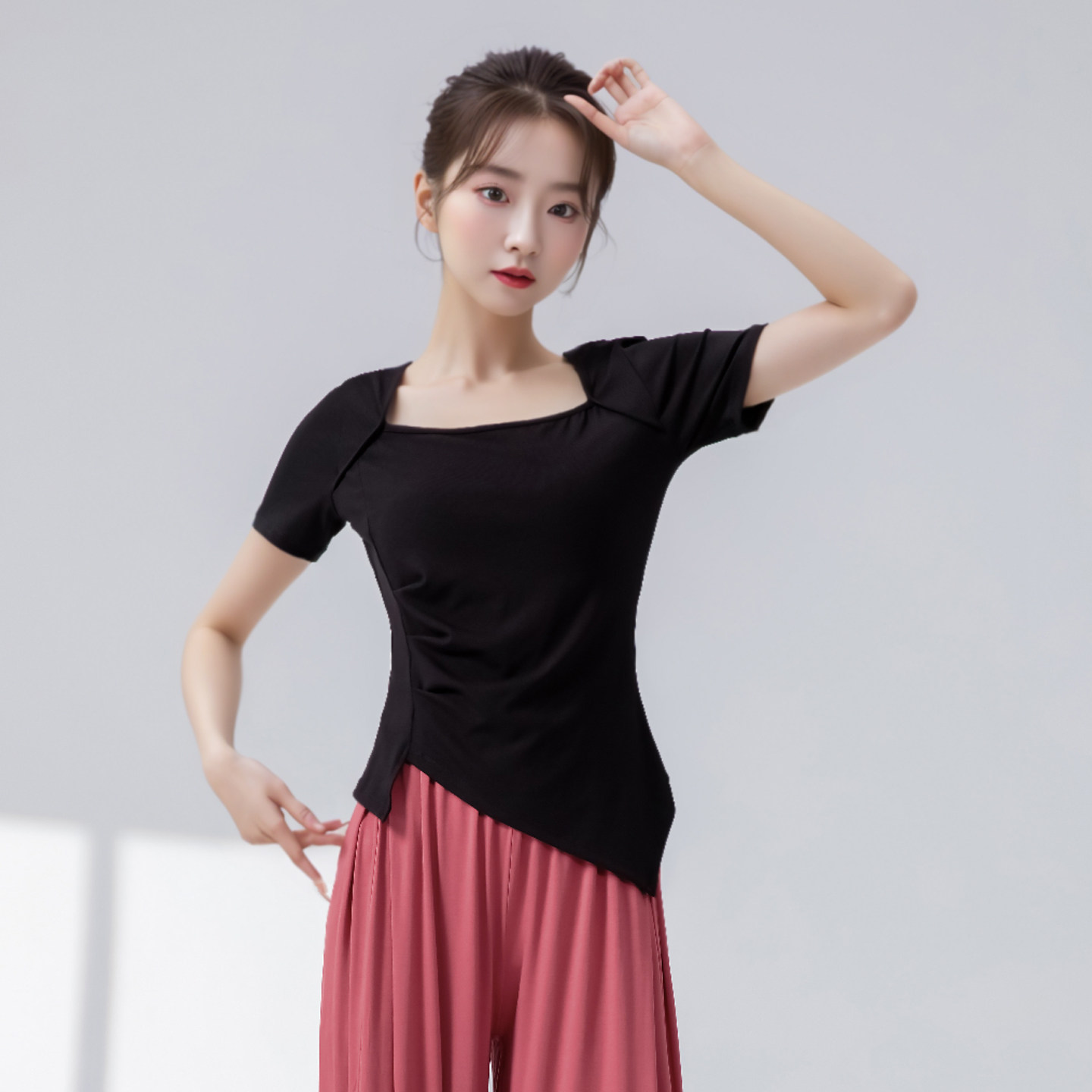 GTD现代舞蹈服装女练功服法式方领中国舞上衣训练短袖成人拉丁舞,运动/瑜伽/健身/球迷用品,现代舞服装,淘宝优惠券,粉丝福利购,淘宝优惠卷