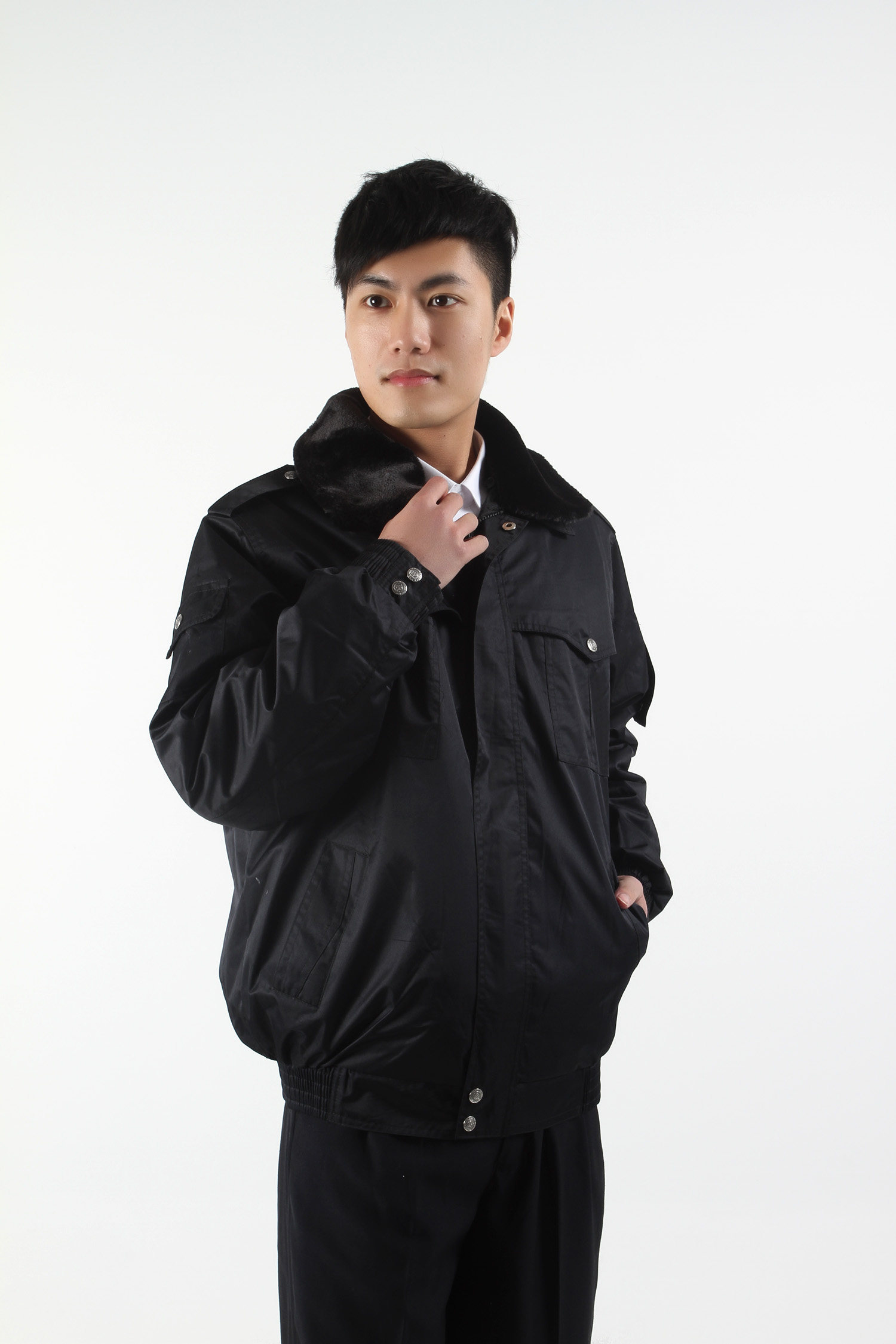 上海建超服饰短款多功能保安服防寒服冬季户外执勤服 半身收腰款