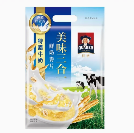 台湾进口 桂格特浓牛奶 鲜奶麦片美味三合一28gx10包早餐
