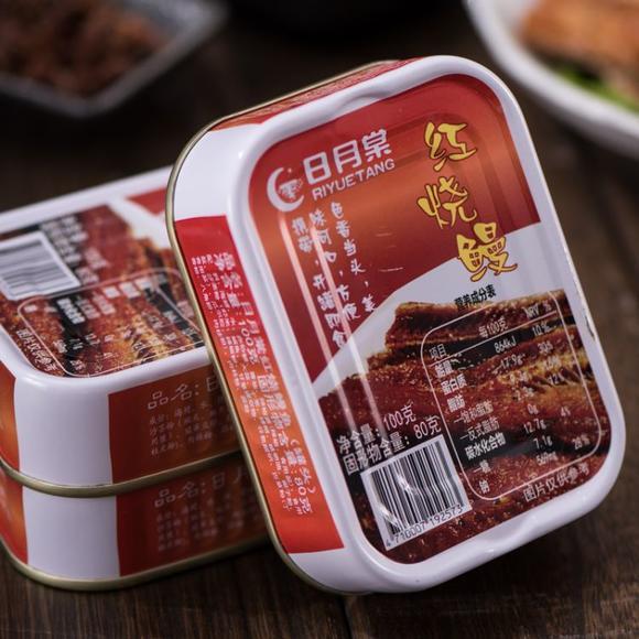 台湾进口即食鱼罐头 日月棠红烧鳗鱼罐头100g 可携带食用