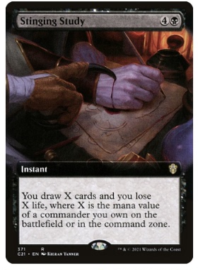 牌客窝 万智牌  刺痛苦学 Stinging Study  金 黑 扩画