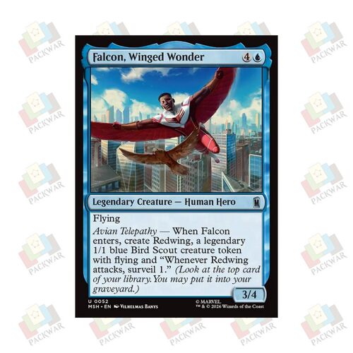 牌客窝 万智牌 展翼奇侠猎鹰 Falcon, Winged Wonder 银 蓝 闪