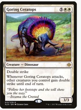 牌客窝 万智牌 猛抵犄角龙 Goring Ceratops 金 白色