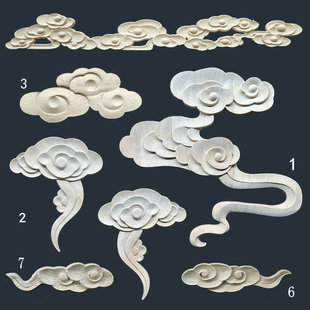 祥云意境木雕贴花雕花背景墙装饰新中式实木DIY东阳如意浮雕木花