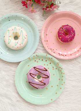 Gold Foil Glam Polkadots Paper Party Plates 烫金烫银纸盘波点