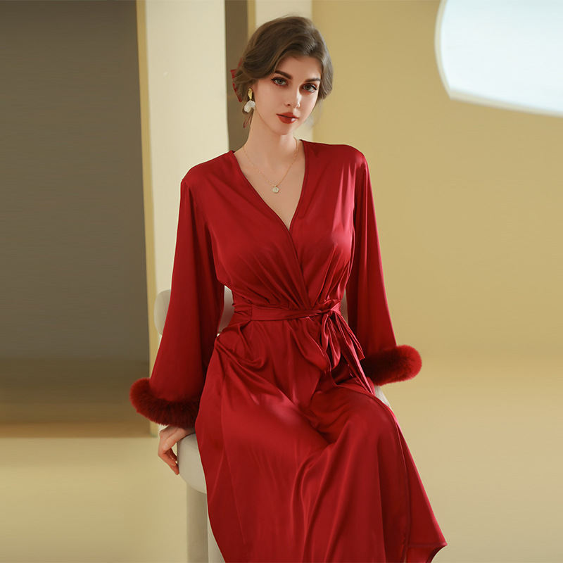 bride缎面伴娘晨袍岚忻玥法式