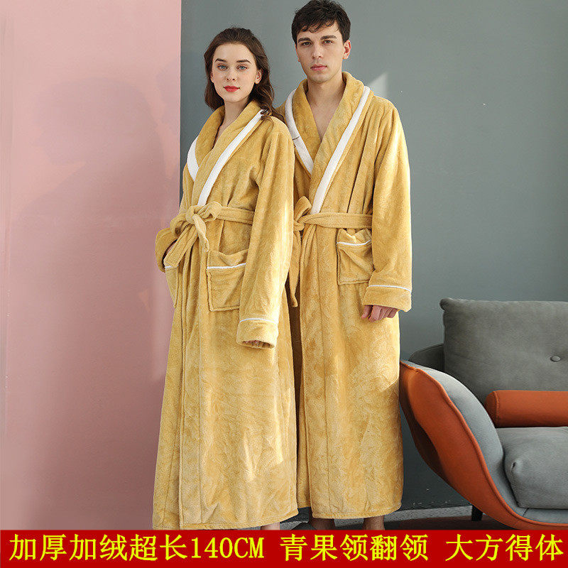 超长睡袍到脚踝加厚加绒超男女秋冬法兰绒青果领酒店情侣黑色浴袍,女士内衣/男士内衣/家居服,睡袍/浴袍,淘宝优惠券,粉丝福利购,淘宝优惠卷