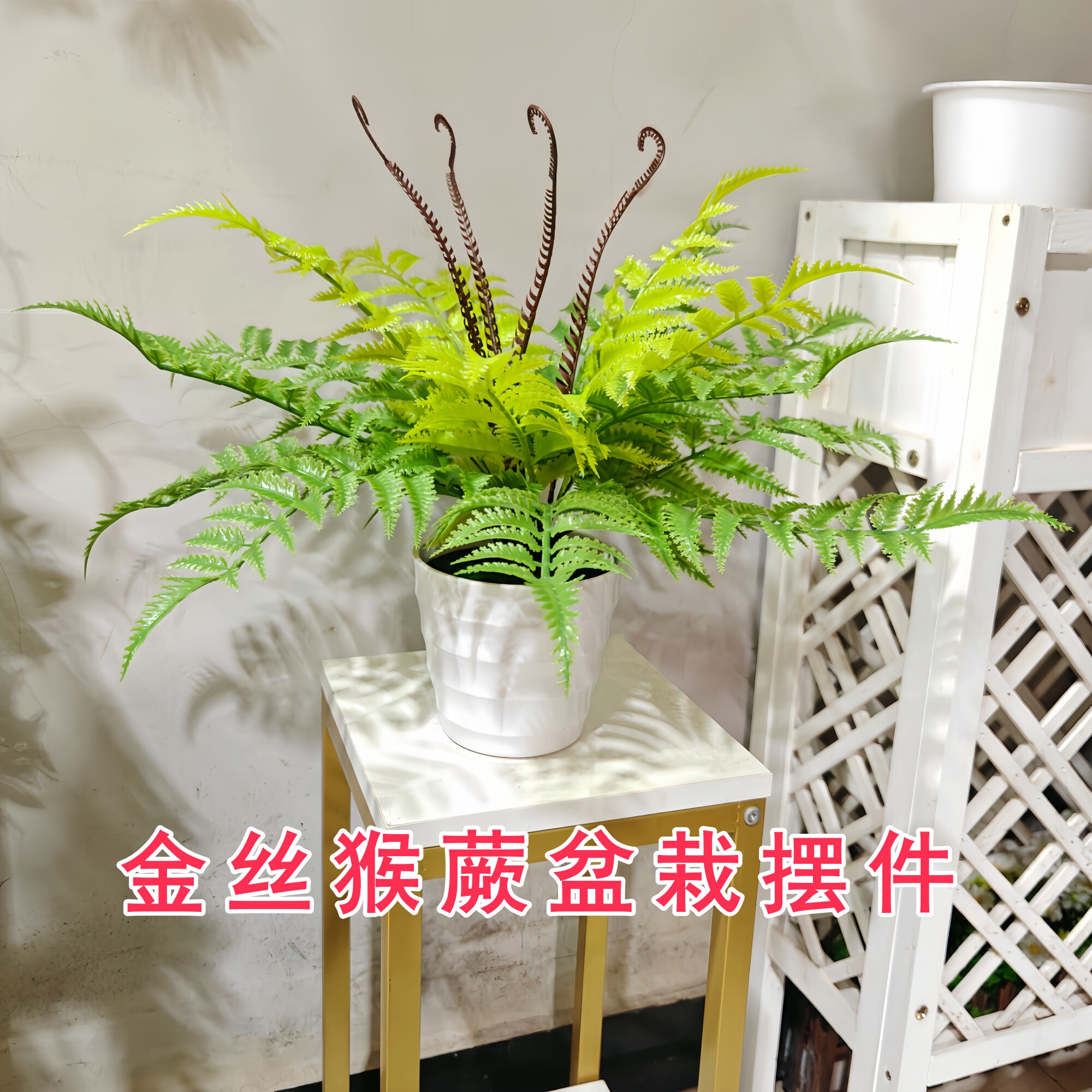 仿真绿植蕨类假植物塑料假花草金丝猴蕨婚庆花艺工程装饰景观花卉