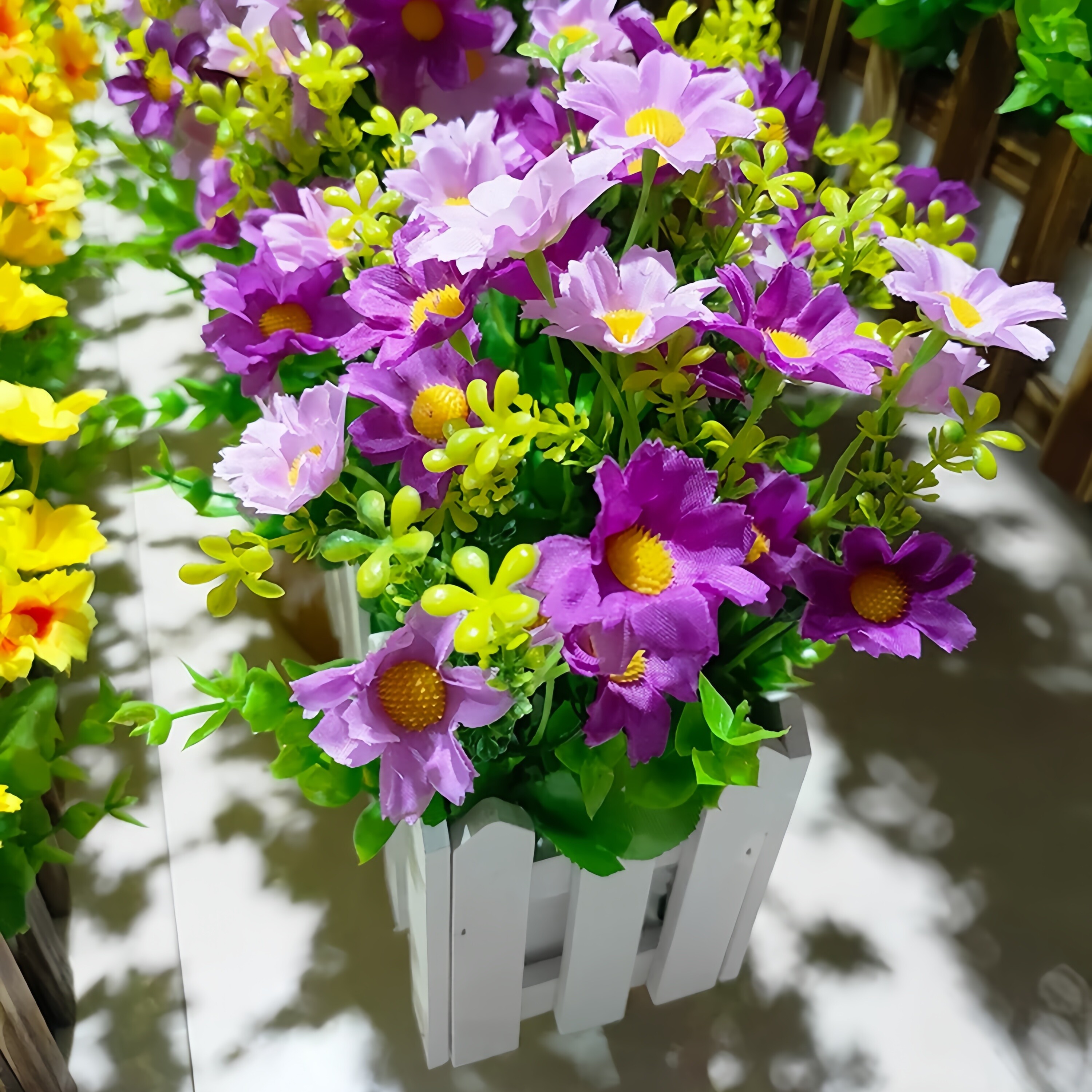 假花插花栅栏仿真花装饰盆景摆件客厅隔断阳台摆放花艺绿植套装
