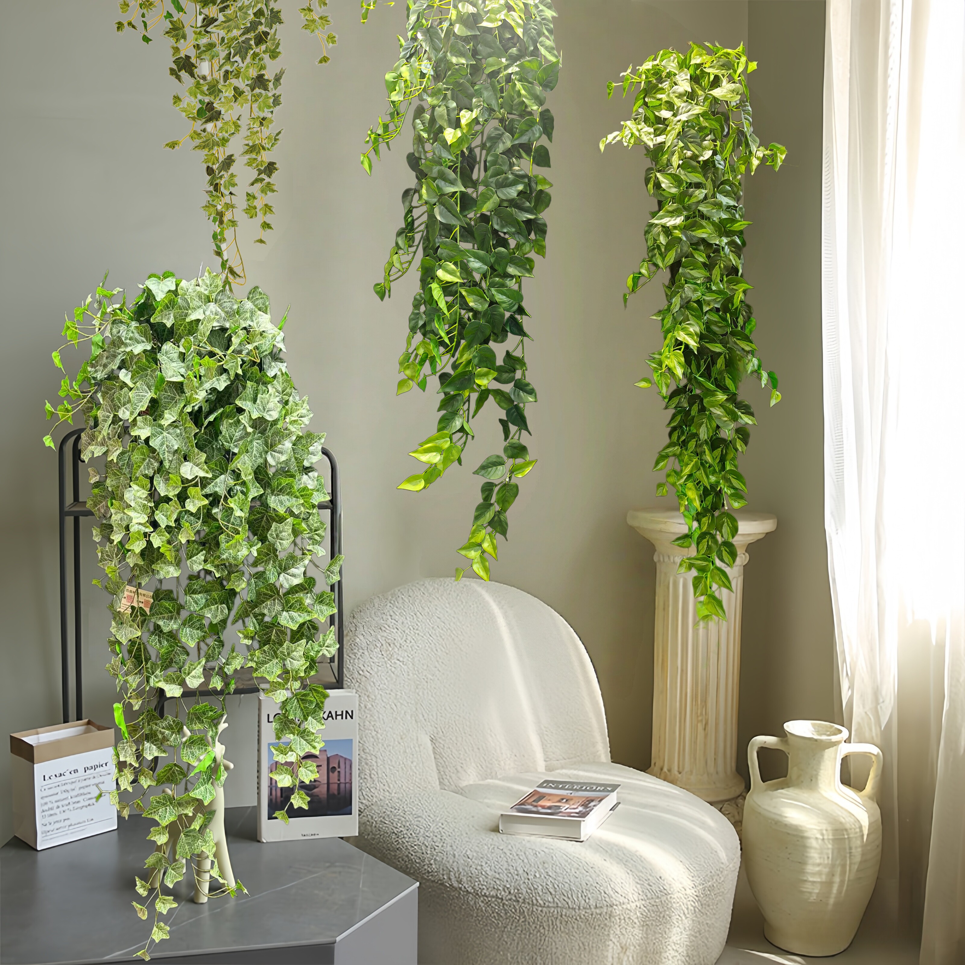仿真绿植壁挂常青藤塑料假花藤悬挂藤蔓植物绿萝垂吊植物墙面装饰