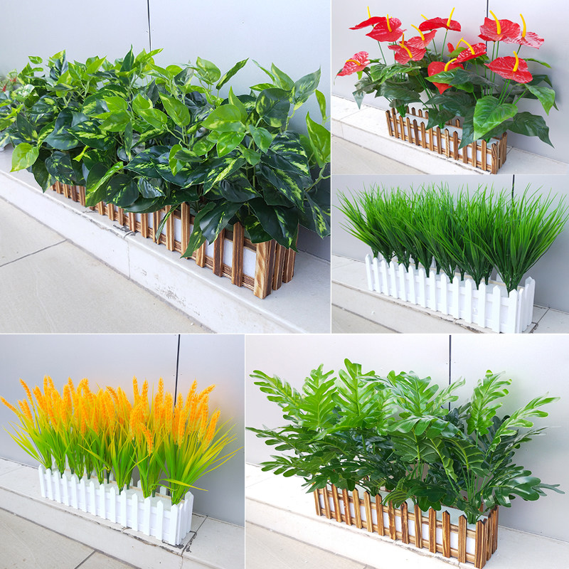 仿真植物盆景客厅装饰木栅栏绿植假花摆件插花花艺摆放摆设装饰品,家居饰品,仿真植物盆景,淘宝优惠券,粉丝福利购,淘宝优惠卷