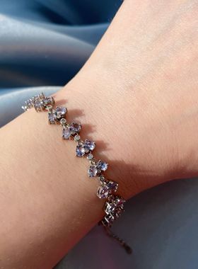 【BW宝石】蓝色坦桑石豪镶手链，带证书