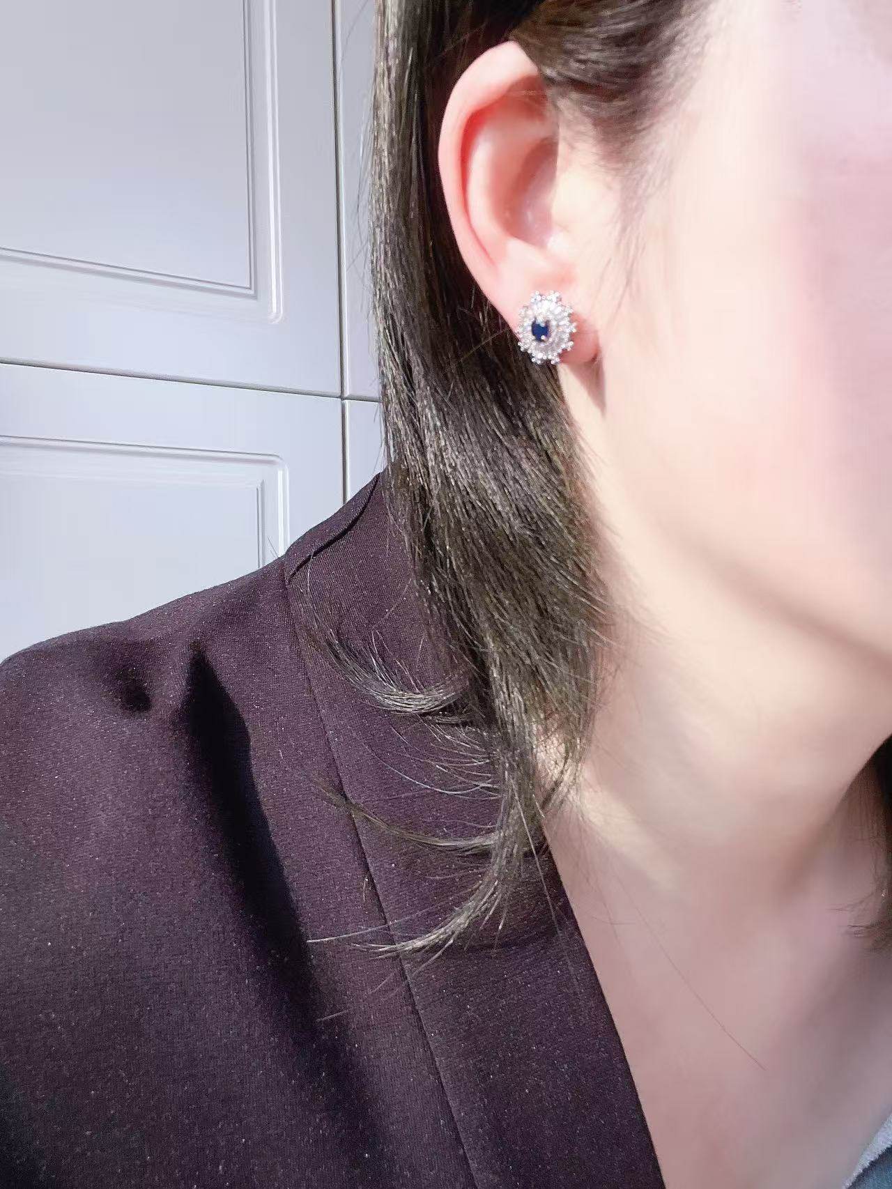 【BW宝石】皇家蓝宝石耳钉，带证书，银镶,个性定制/设计服务/DIY,其它饰品定制,淘宝优惠券,粉丝福利购,淘宝优惠卷