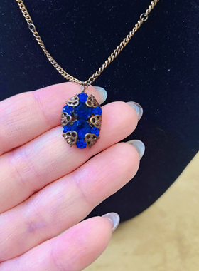 【BW中古】西德深蓝色水晶琉璃吊坠，稀有款，工艺精良