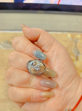 【BW珍珠】纯手工极光炫彩巴洛克珍珠戒指，活口银托