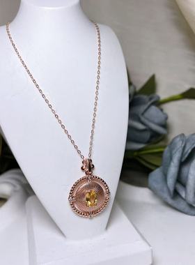 【BW宝石】暴力黄水晶吊坠，配银链，带证书