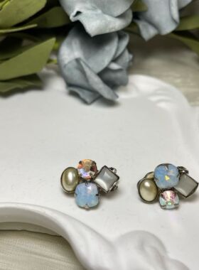 【BW中古】小众品牌Sorrelli龙息石珍珠猫眼和莱茵石耳夹