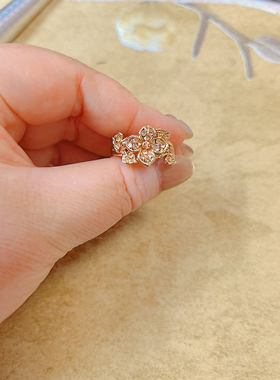 【BW中古】中古浓金点钻四叶草戒指，指围18-19