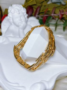 【BW中古】中古大马革西班牙产金镶手链，手围18内