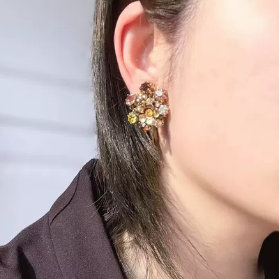 【BW中古】奥地利Austria打标老银满钻耳夹1940s