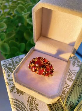 【BW中古】已经绝矿的多颗波西米亚红石榴石活口戒指，带国际证。