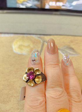 【BW中古】西德梅子色花朵戒指，带上绝美且特殊