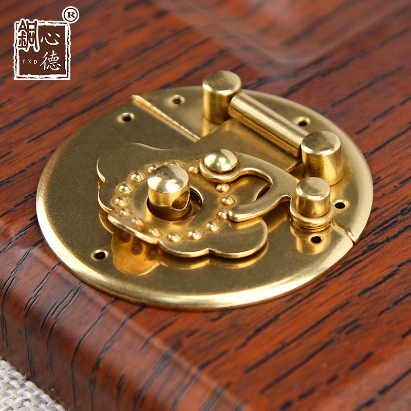 黄铜小木箱礼品盒子带扣锁牌酒礼盒包装锁搭扣家具锁樟木箱铜配件