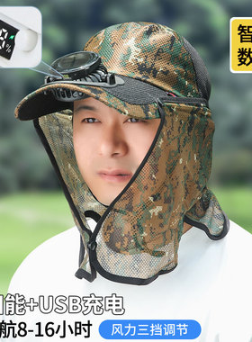 新款夏季成人圆形太阳能充电帽子