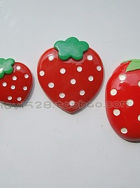 手机贴钻DIY配件-平底树脂材料 红色平板草莓20/26/45/60mm