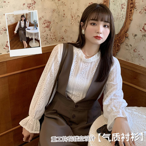 大码白色蕾丝打底衫女2023秋季新款洋气内搭半高领长袖上衣90411