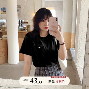 T恤宽松显瘦百搭圆领上衣打底衫 200斤胖mm春夏短袖 91051 女装 大码