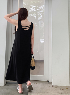 胖mm吊带背心裙休闲连衣裙大码女装春夏设计款宽松长裙32019