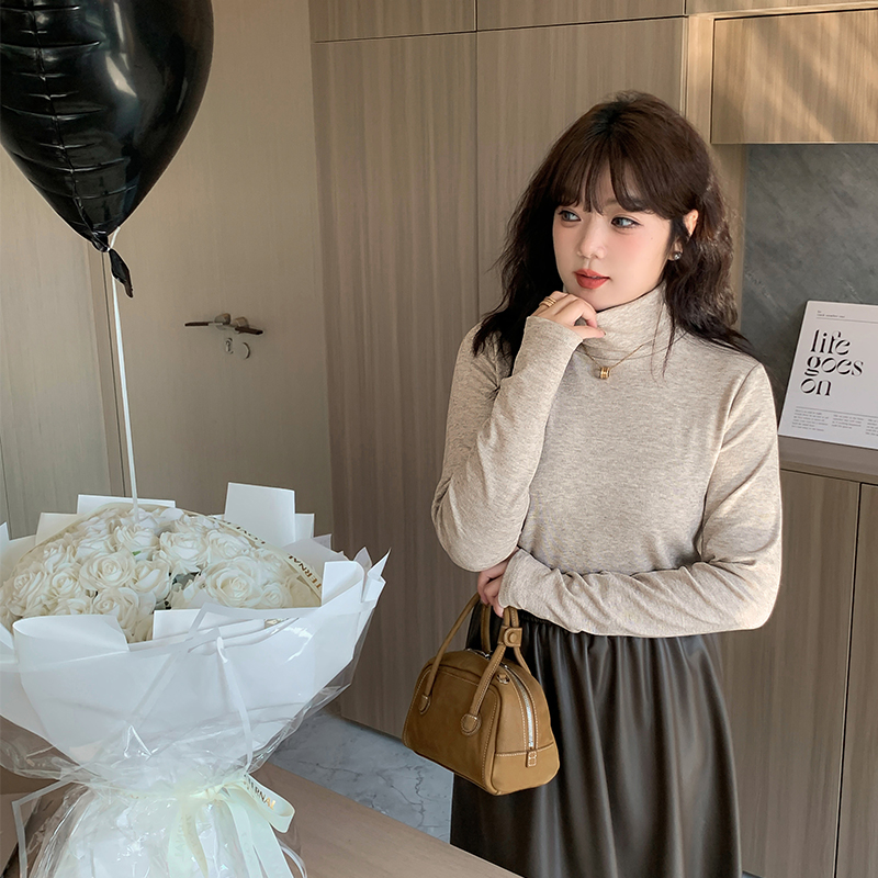 大码胖mm高领修身长袖上打底衫