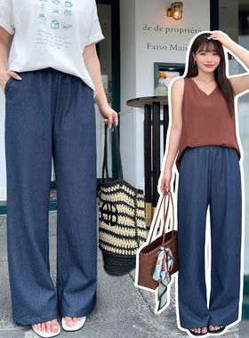 大码女装胖mm高腰阔腿牛仔裤女宽松显瘦遮肉百搭直筒拖地裤32249