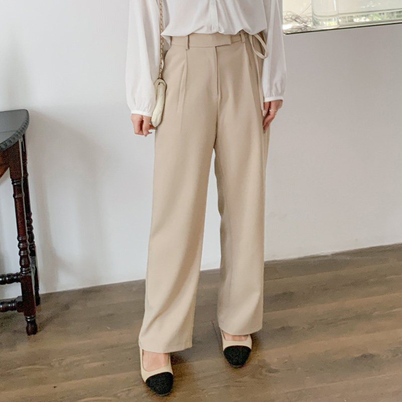 秋冬大码女装200斤胖mm高腰系带直筒裤宽松长裤西装阔腿裤31661