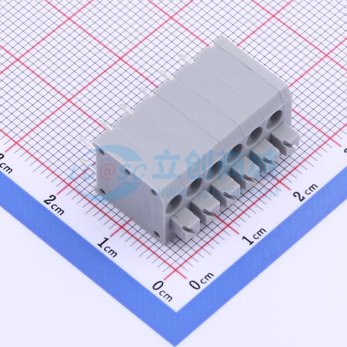 5只起 弹簧式接线端子 KF143-3.81-6P 插件P=3.81mm 电子元器件配
