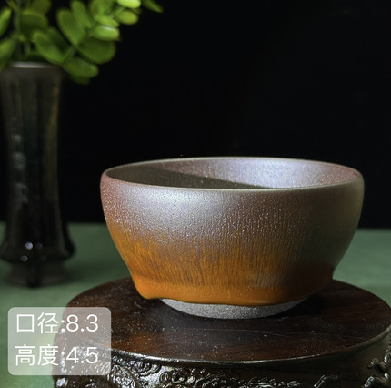 传古堂龙窑柴烧无足钵老柿红紫毫建盏主人杯暨子文精品高端茶器