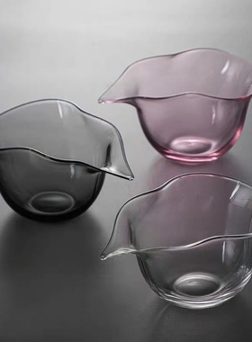 班意高硼硅耐热玻璃葫芦公道杯个性茶海纯手工灰色粉色分茶器匀杯