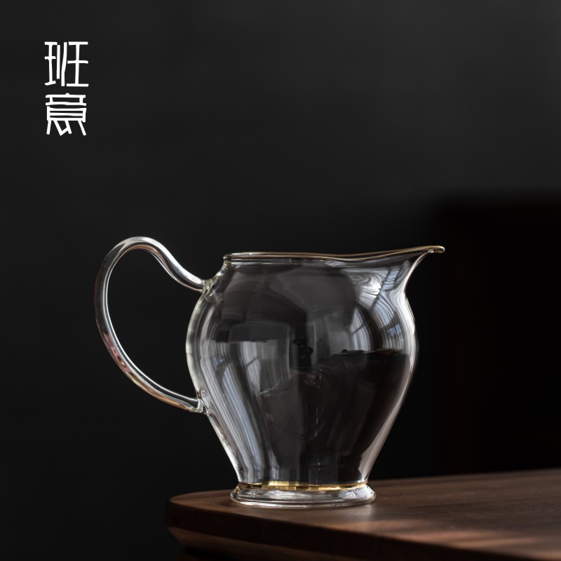 班意 日式描金边公道杯玻璃分茶器加厚玻璃公杯茶海功夫茶具配件